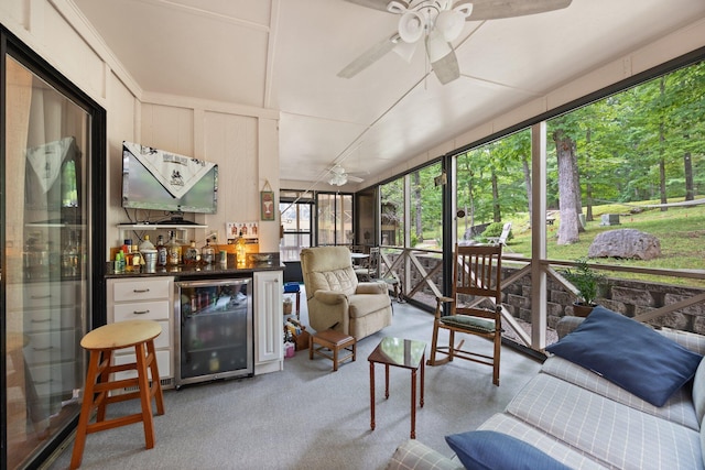 42-1 Woodson Bend Resort, Bronston, KY 42518 - sunroom featuring wine cooler and ceiling fan