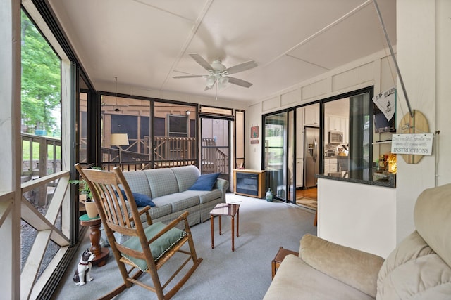 42-1 Woodson Bend Resort, Bronston, KY 42518 - sunroom with an outdoor living space, a ceiling fan, and carpet flooring