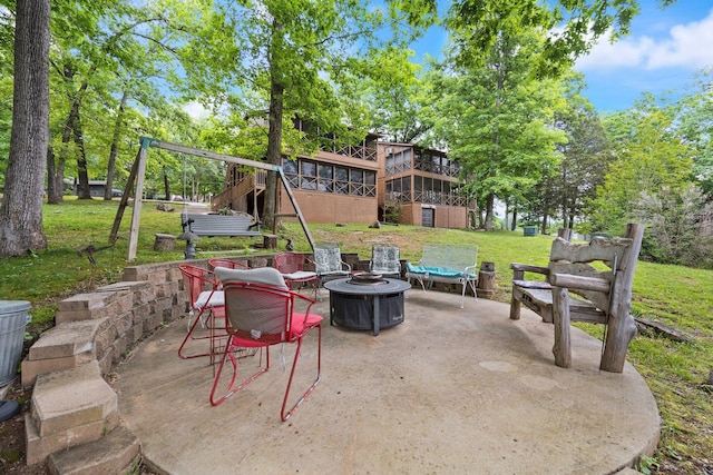 42-1 Woodson Bend Resort, Bronston, KY 42518 - view of patio / terrace with an outdoor fire pit and stairway