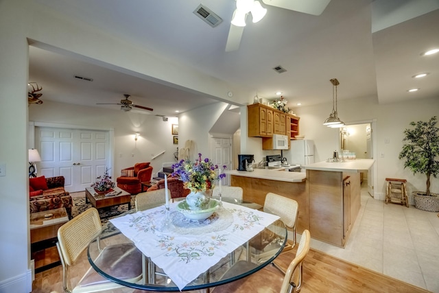 115 Old Bridge Rd, Danville, KY 40422 - dining space featuring a ceiling fan and recessed lighting
