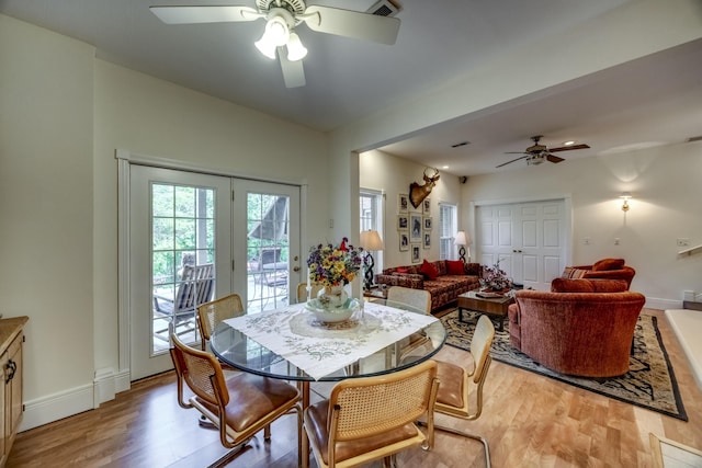 115 Old Bridge Rd, Danville, KY 40422 - dining space featuring ceiling fan, light wood finished floors, and baseboards