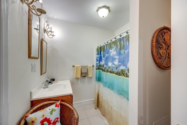 115 Old Bridge Rd, Danville, KY 40422 - full bathroom with vanity, tile patterned floors, and curtained shower
