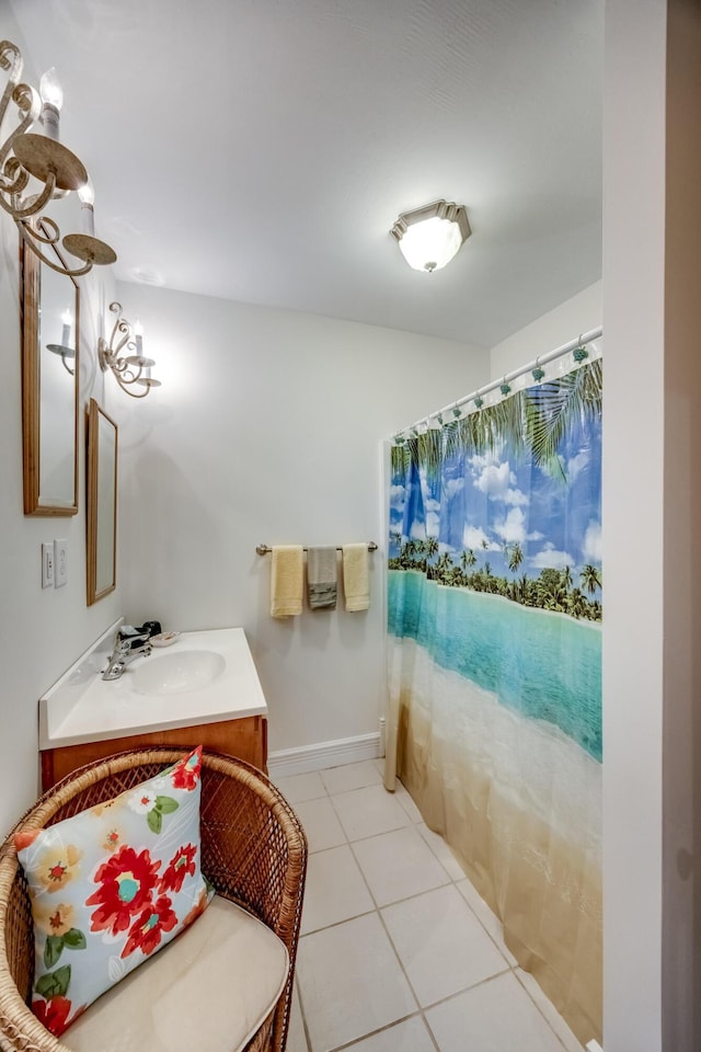 115 Old Bridge Rd, Danville, KY 40422 - full bath with vanity, tile patterned flooring, a shower with curtain, and baseboards