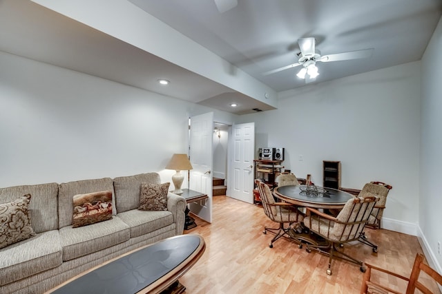 115 Old Bridge Rd, Danville, KY 40422 - living room with wood finished floors, ceiling fan, and baseboards
