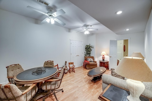 115 Old Bridge Rd, Danville, KY 40422 - living room featuring ceiling fan, light wood finished floors, and recessed lighting