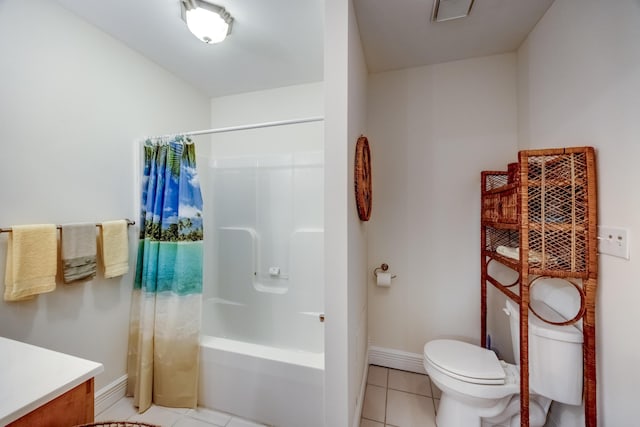 115 Old Bridge Rd, Danville, KY 40422 - full bathroom with toilet, baseboards, tile patterned flooring, vanity, and shower / bath combination with curtain