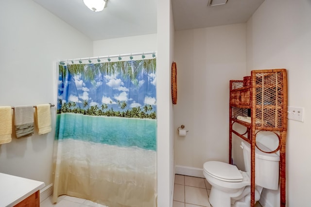 115 Old Bridge Rd, Danville, KY 40422 - bathroom with toilet, vanity, tile patterned floors, curtained shower, and baseboards