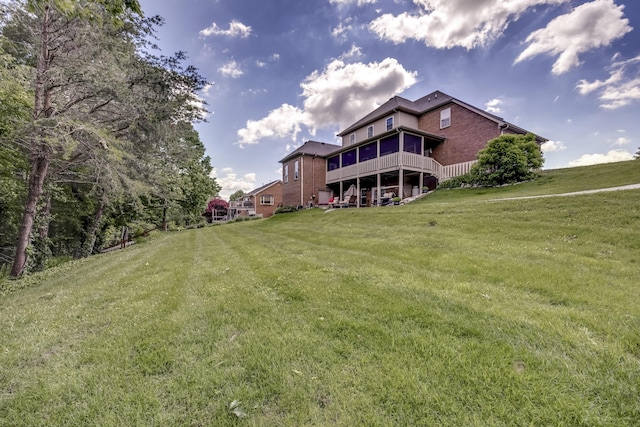 115 Old Bridge Rd, Danville, KY 40422 - rear view of property featuring a yard, brick siding, and a deck