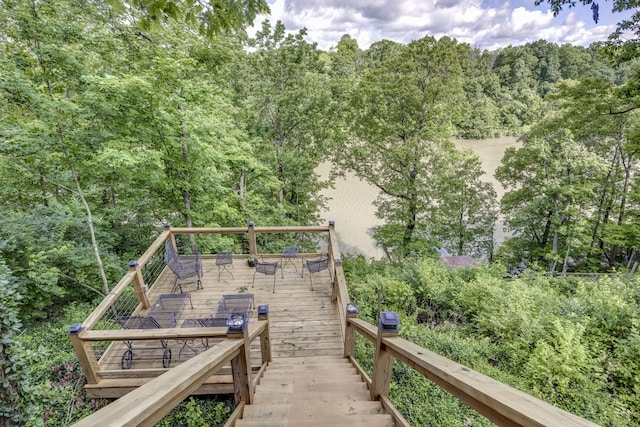 115 Old Bridge Rd, Danville, KY 40422 - deck featuring a wooded view and outdoor dining space