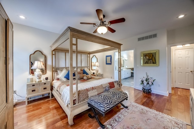 115 Old Bridge Rd, Danville, KY 40422 - bedroom featuring light wood-style floors, baseboards, ensuite bath, and recessed lighting