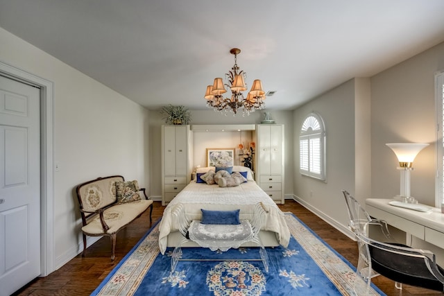 115 Old Bridge Rd, Danville, KY 40422 - bedroom with wood finished floors, a chandelier, and baseboards