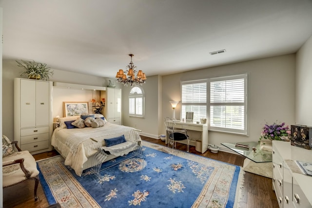 115 Old Bridge Rd, Danville, KY 40422 - bedroom featuring a chandelier, dark wood-type flooring, and an office area