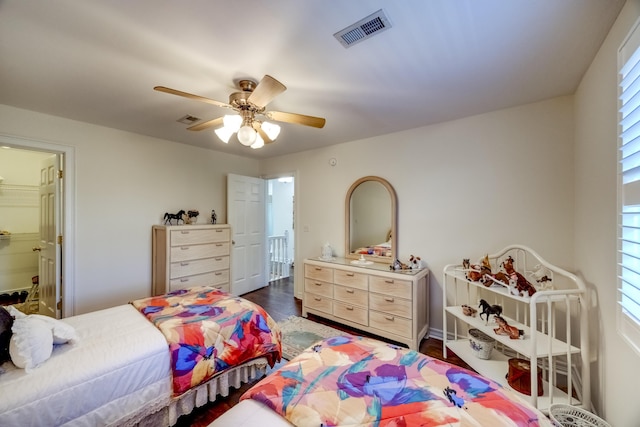 115 Old Bridge Rd, Danville, KY 40422 - bedroom featuring multiple windows, dark wood finished floors, and ceiling fan