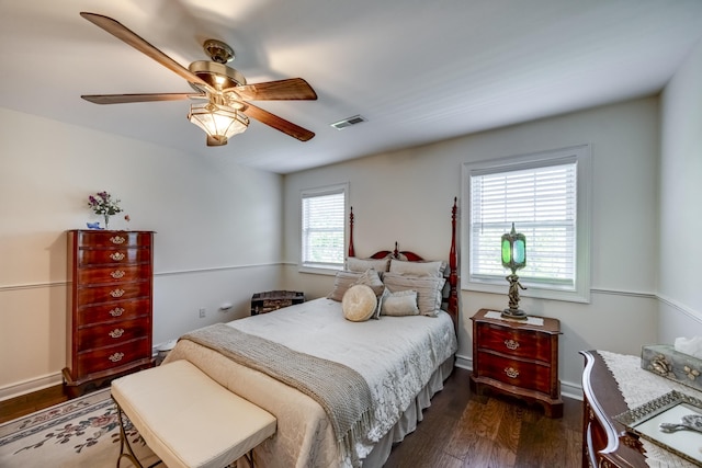 115 Old Bridge Rd, Danville, KY 40422 - bedroom with dark wood-style flooring, ceiling fan, and baseboards