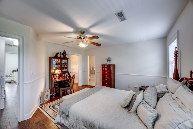 115 Old Bridge Rd, Danville, KY 40422 - bedroom featuring wood finished floors, ceiling fan, and connected bathroom