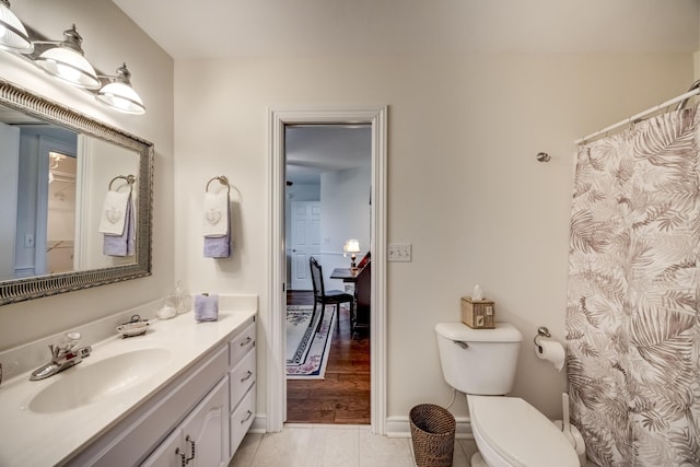 115 Old Bridge Rd, Danville, KY 40422 - full bath with vanity, toilet, tile patterned floors, and curtained shower