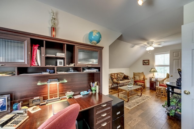 115 Old Bridge Rd, Danville, KY 40422 - office with wood finished floors, vaulted ceiling, and ceiling fan