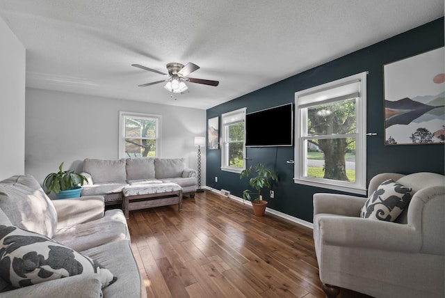 126 Frankie Dr, Richmond, KY 40475 - living room with baseboards, hardwood / wood-style flooring, and a ceiling fan