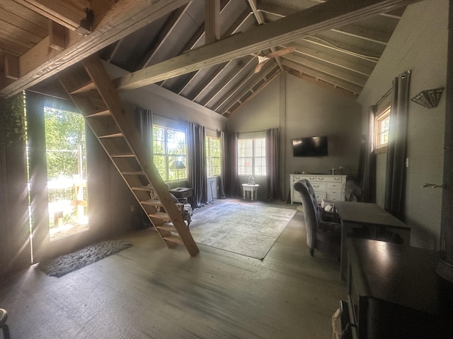 853 Rock Springs Rd, Celina, TN 38551 - misc room with vaulted ceiling, healthy amount of natural light, and wood finished floors