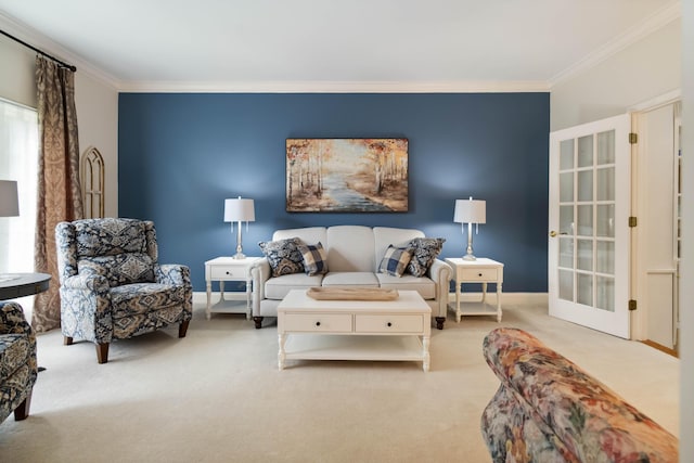 512 Water Cliff Dr, Somerset, KY 42503 - carpeted living room with crown molding and baseboards