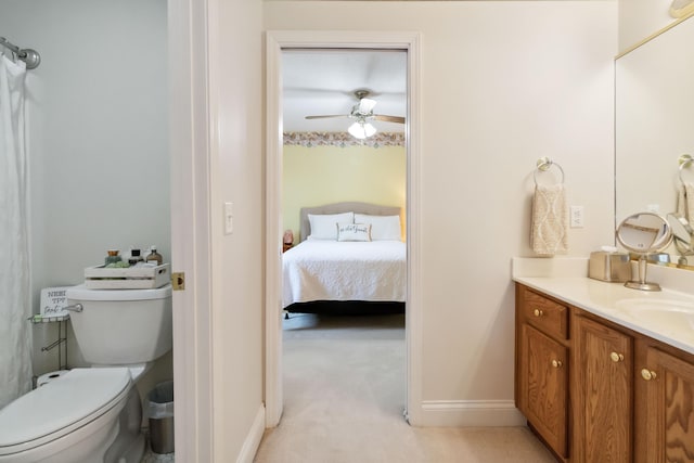 512 Water Cliff Dr, Somerset, KY 42503 - ensuite bathroom featuring vanity, a ceiling fan, toilet, and baseboards