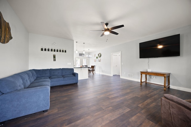 42 Cambron Ln, Raywick, KY 40060 - living room with ceiling fan and dark wood-style flooring