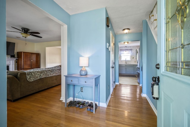 113 Medinah Ct, Frankfort, KY 40601 - corridor with wood-type flooring, a sink, and baseboards