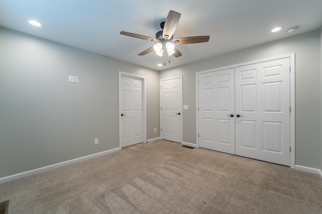 2296 Boonesborough Rd, Richmond, KY 40475 - unfurnished bedroom with carpet flooring, baseboards, recessed lighting, and a ceiling fan