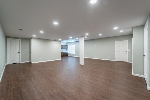 2296 Boonesborough Rd, Richmond, KY 40475 - below grade area with dark wood-type flooring, baseboards, and recessed lighting