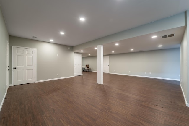 2296 Boonesborough Rd, Richmond, KY 40475 - finished basement with baseboards, dark wood-type flooring, and recessed lighting