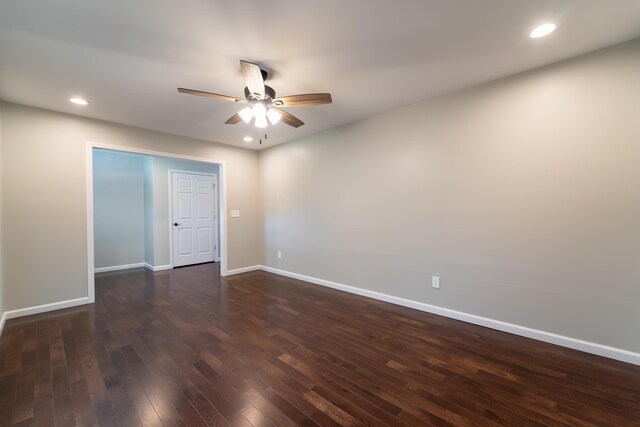2296 Boonesborough Rd, Richmond, KY 40475 - spare room featuring ceiling fan, dark wood finished floors, baseboards, and recessed lighting