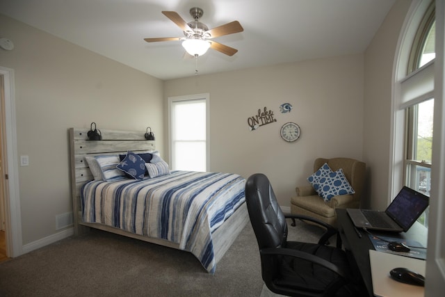 360 Persimmon Way, Harrodsburg, KY 40330 - bedroom with baseboards, carpet floors, an office area, and ceiling fan