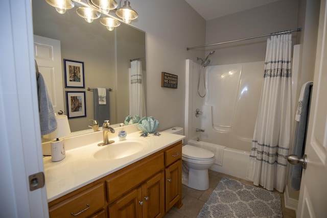 360 Persimmon Way, Harrodsburg, KY 40330 - bathroom with toilet, vanity, tile patterned floors, and shower / tub combo with curtain