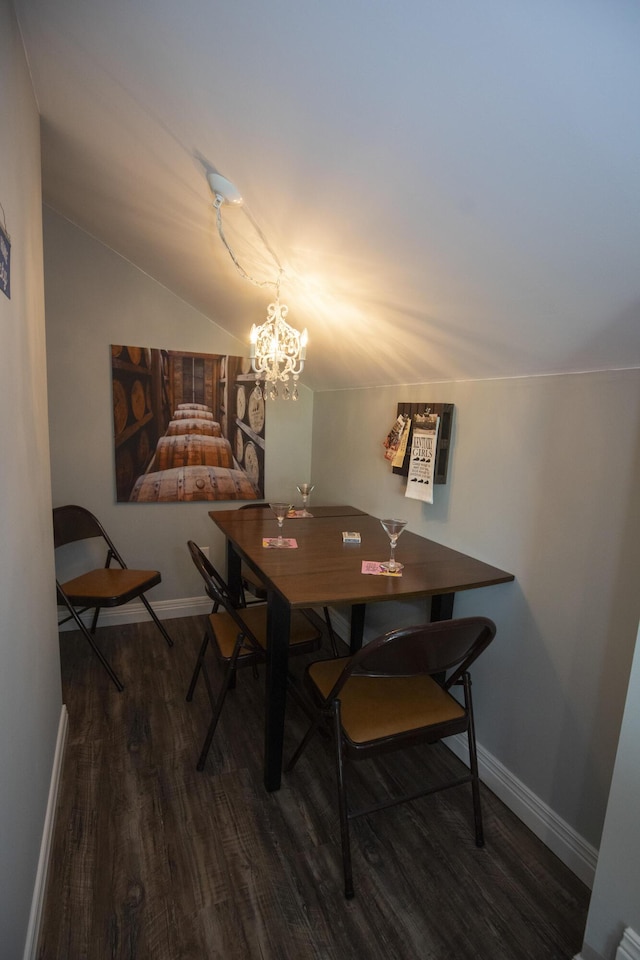 360 Persimmon Way, Harrodsburg, KY 40330 - dining area with wood finished floors, baseboards, lofted ceiling, and a chandelier