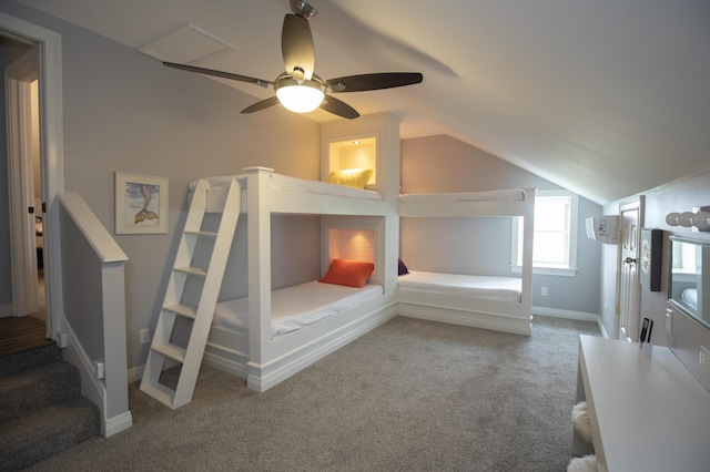 360 Persimmon Way, Harrodsburg, KY 40330 - unfurnished bedroom featuring carpet flooring, lofted ceiling, baseboards, and a ceiling fan