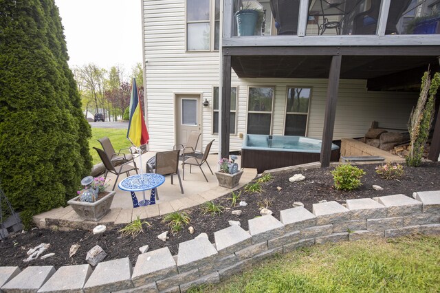 360 Persimmon Way, Harrodsburg, KY 40330 - view of patio / terrace with a hot tub
