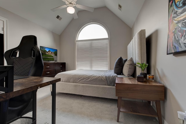 1304 Wakehurst Ct, Lexington, KY 40509 - carpeted bedroom with a desk, vaulted ceiling, and ceiling fan