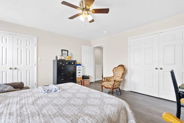 1092 Merrick Dr, Richmond, KY 40475 - bedroom featuring dark wood-type flooring, baseboards, a ceiling fan, and a closet