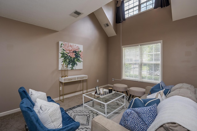 164 Strawberry Fields Rd, Lexington, KY 40516 - carpeted living room featuring healthy amount of natural light, baseboards, and a towering ceiling