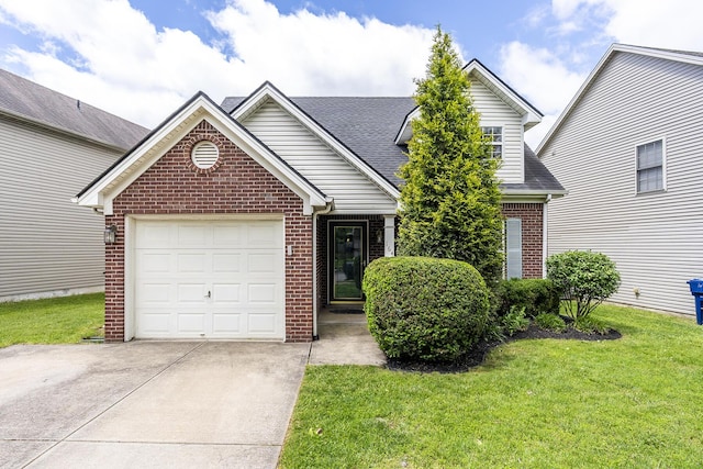 164 Strawberry Fields Rd, Lexington, KY 40516 - traditional-style house with brick siding, concrete driveway, a garage, a front lawn, and roof with shingles