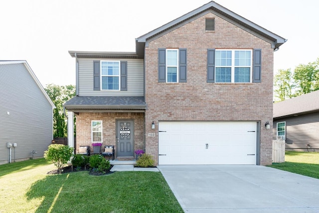 133 Kirkstall Way, Georgetown, KY 40324 - view of front of house featuring brick siding, an attached garage, a front yard, and driveway