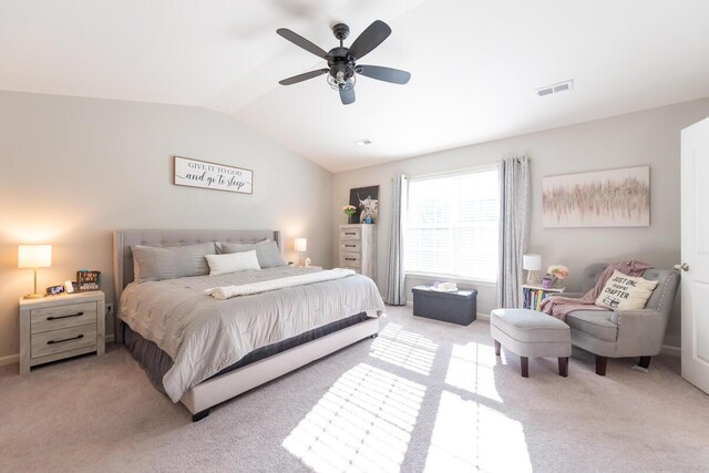 133 Kirkstall Way, Georgetown, KY 40324 - bedroom with light colored carpet, lofted ceiling, and a ceiling fan
