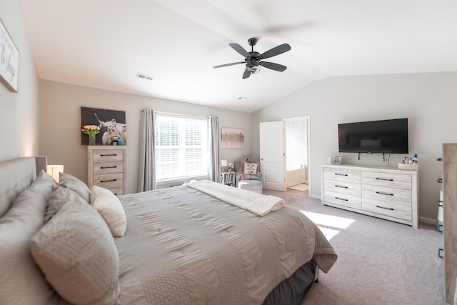 133 Kirkstall Way, Georgetown, KY 40324 - bedroom with vaulted ceiling, light carpet, a ceiling fan, and baseboards
