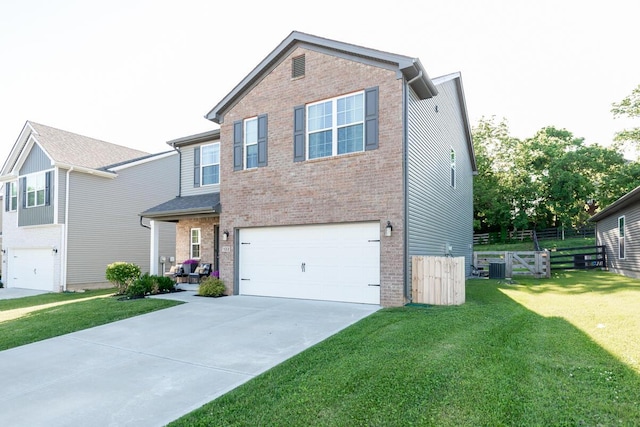 133 Kirkstall Way, Georgetown, KY 40324 - view of front of home with a garage, brick siding, concrete driveway, and central AC