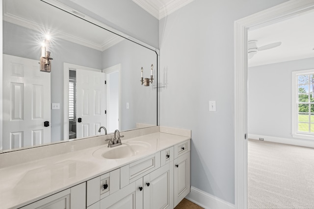 250 Walden Way, Nicholasville, KY 40356 - bathroom featuring vanity, toilet, crown molding, and baseboards