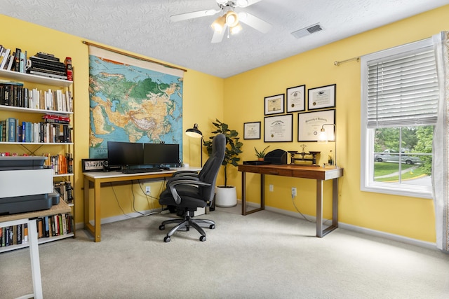 481 Alderbrook Way, Lexington, KY 40515 - carpeted office with a ceiling fan, baseboards, and a textured ceiling