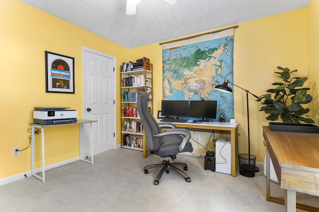 481 Alderbrook Way, Lexington, KY 40515 - office with carpet, a ceiling fan, baseboards, and a textured ceiling