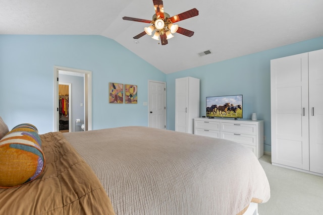 481 Alderbrook Way, Lexington, KY 40515 - bedroom featuring lofted ceiling, light carpet, a ceiling fan, and a closet