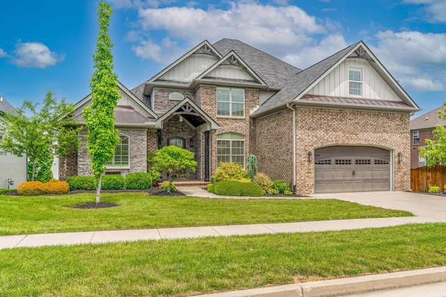 2605 Lucca Pl, Lexington, KY 40509 - craftsman-style home featuring driveway, board and batten siding, brick siding, a garage, and a shingled roof