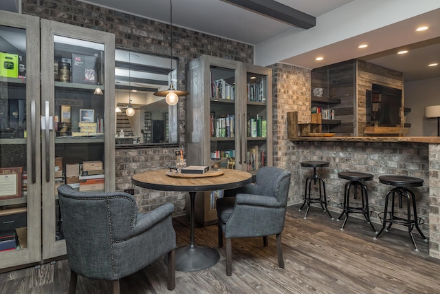 2605 Lucca Pl, Lexington, KY 40509 - indoor bar with wood finished floors, recessed lighting, and beam ceiling